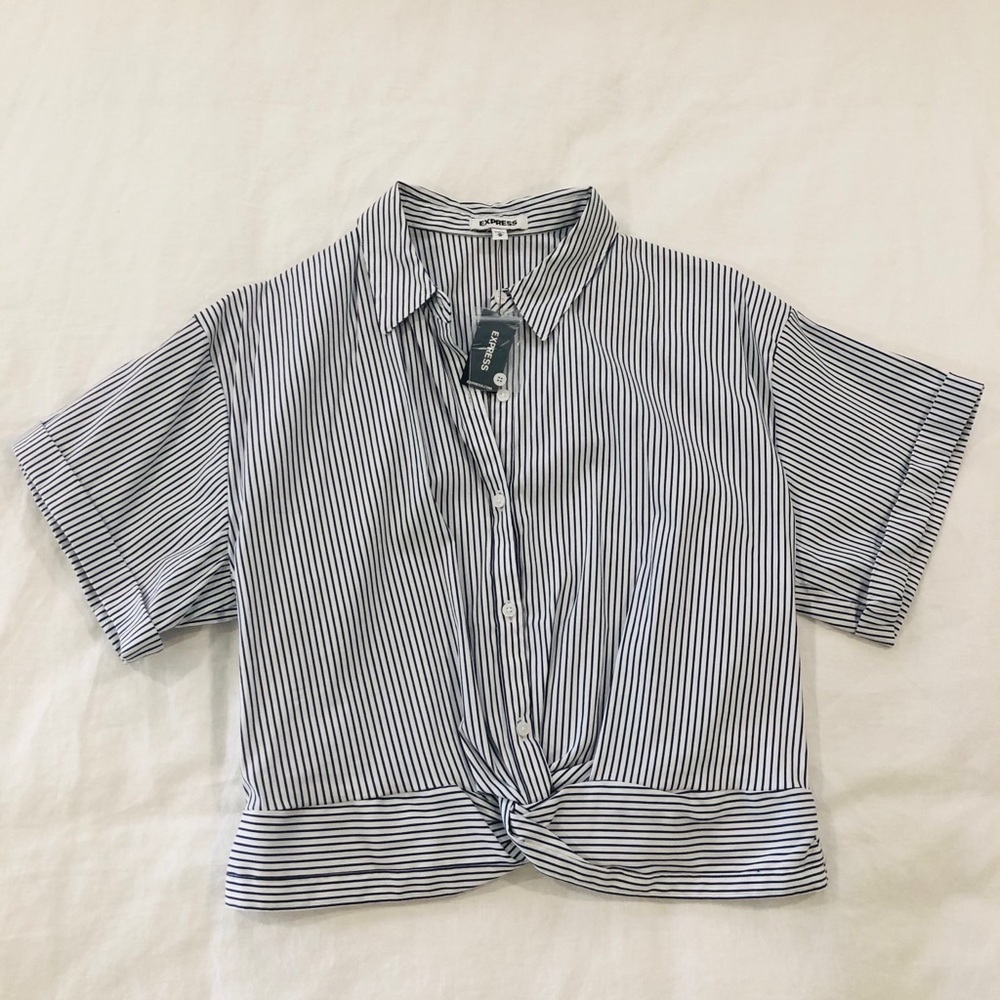 NWT Express Women's Striped Button Down Top Size Medium